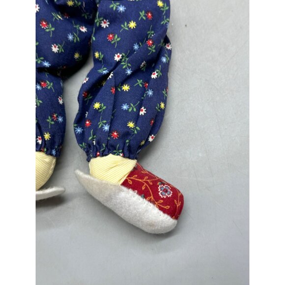 Handmade Fabric Rag Doll With Floral Patterned Clothes & White Felt Hat 12" READ - Picture 15 of 16